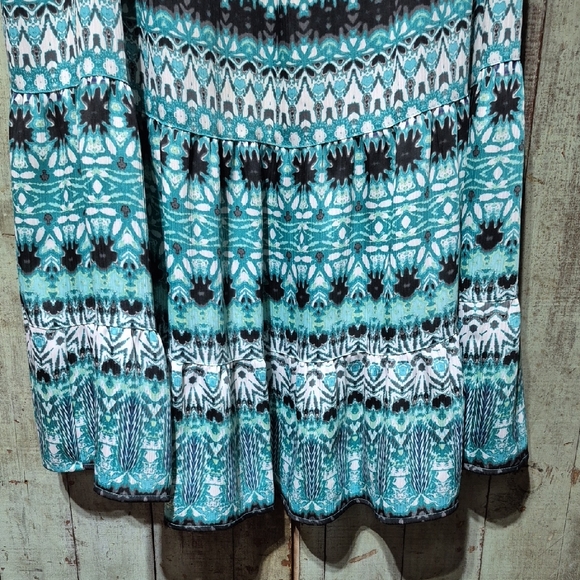 JACLYN SMITH Teal and Black Patterned Maxi Skirt - Picture 4 of 5